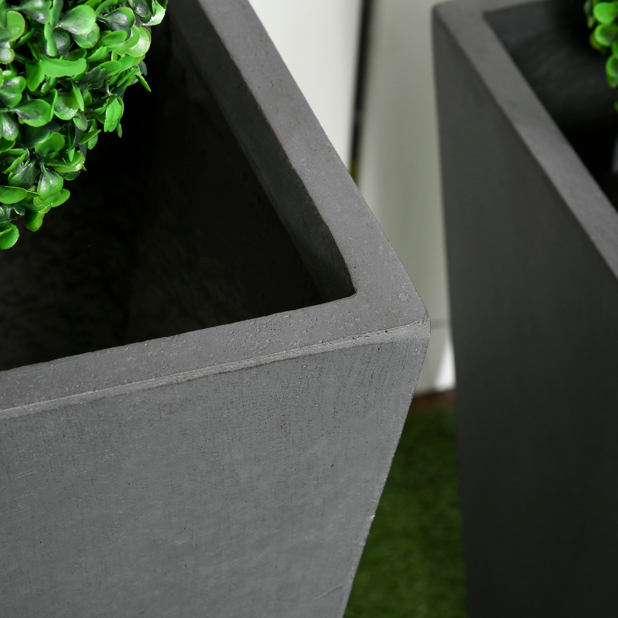 gray plant pots Outsunny 2-Pack MgO Flower Pots with Drainage Holes, Outdoor Planters, Durable & Stackable, for Entryway, Patio, Yard, Garden, Gray