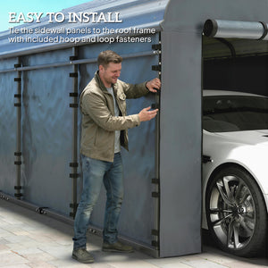 Carport Replacement Sidewall Panels Set of 4 for 10' x 15' Carports, UPF50+ Waterproof PE Tarp Replacement Side Wall Cover with Zipper Door, Top Cover and Frame Not Included, Dark Gray