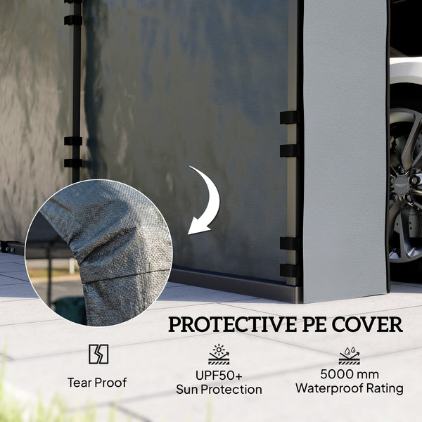 Carport Replacement Sidewall Panels Set of 4 for 10' x 15' Carports, UPF50+ Waterproof PE Tarp Replacement Side Wall Cover with Zipper Door, Top Cover and Frame Not Included, Dark Gray