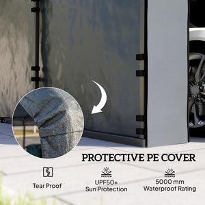 Carport Replacement Canopy Cover Sidewalls for 10' x 15' Carport, UPF50+ Waterproof PE Garage Car Tent Shelter Tarp with Roll up Door, Sidewall ONLY, Dark Grey