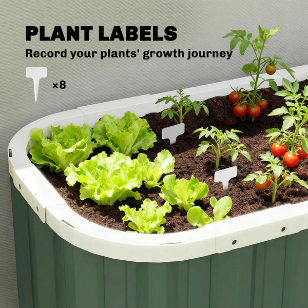 Galvanized Raised Garden Bed, 7' x 2' x 2' Deep Rot Planter Box with Gloves and Plant Labels, Metal Outdoor Garden Bed for Flowers, Herbs and Vegetables, Light Green