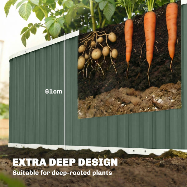 Galvanized Raised Garden Bed, 7' x 2' x 2' Deep Rot Planter Box with Gloves and Plant Labels, Metal Outdoor Garden Bed for Flowers, Herbs and Vegetables, Light Green