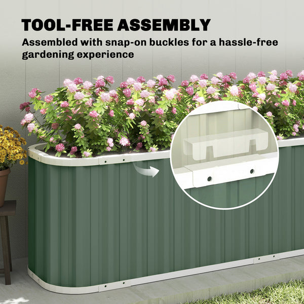 Galvanized Raised Garden Bed, 7' x 2' x 2' Deep Rot Planter Box with Gloves and Plant Labels, Metal Outdoor Garden Bed for Flowers, Herbs and Vegetables, Light Green