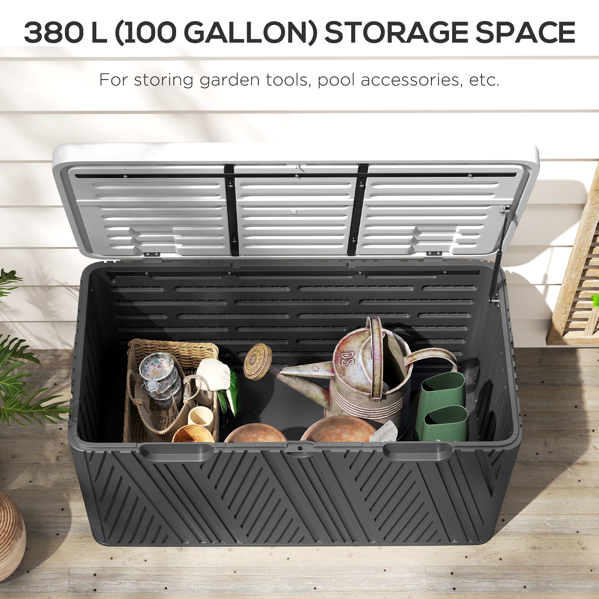 YOGOTO Large Outdoor Storage Box With Dividers - 60L Gear Organizer For Camping, Car & Home