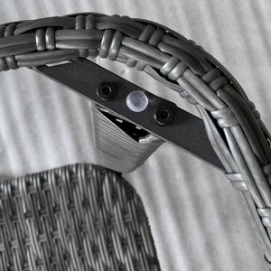 Rattan Coffee Table with Storage Shelf, Wicker Side Table with Glass Top, Outdoor End Table for Garden, Porch, Backyard, Mix Grey