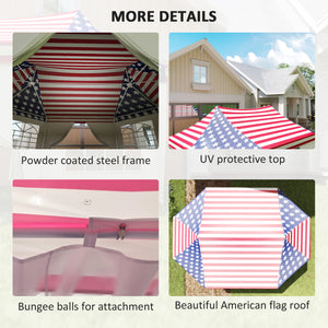 22.3 x 16.4 ft Party Tent, Heavy Duty Event Tent with Sidewalls, 2 Doors and 6 Windows, Outdoor Gazebo Shelter for Wedding, Party, American Flag