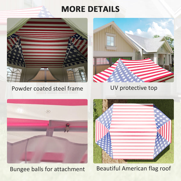 22.3 x 16.4 ft Party Tent, Heavy Duty Event Tent with Sidewalls, 2 Doors and 6 Windows, Outdoor Gazebo Shelter for Wedding, Party, American Flag