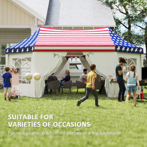 22.3 x 16.4 ft Party Tent, Heavy Duty Event Tent with Sidewalls, 2 Doors and 6 Windows, Outdoor Gazebo Shelter for Wedding, Party, American Flag