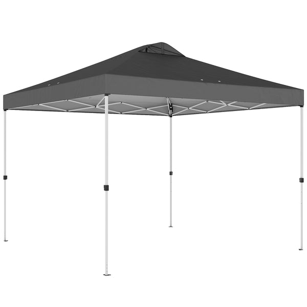 9.8' x 9.8' Pop Up Canopy, Waterproof Canopy Tent for Parties, Garden, BBQs, Easy Setup Instant Shelter and Garden Gazebo with Carrying Bag, Stakes and Ropes, Dark Grey