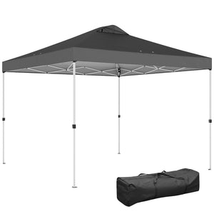 9.8' x 9.8' Pop Up Canopy, Waterproof Canopy Tent for Parties, Garden, BBQs, Easy Setup Instant Shelter and Garden Gazebo with Carrying Bag, Stakes and Ropes, Dark Grey
