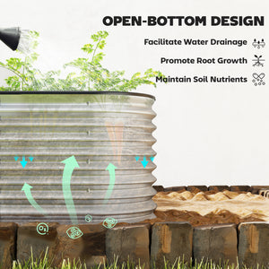 2Pcs Galvanized Raised Garden Bed, 6 x 2 x 2 ft Modular Metal Garden Beds with Rubber Strip Edging, Oval Outdoor Planter Box for Vegetables, Flowers, Herbs, Silver