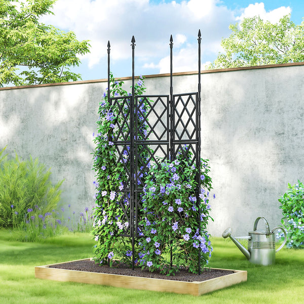 Foldable Garden Trellis, 33.5 x 77.6 Inch Lattice Climbing Support Trellis for Garden Indoor Outdoor, DIY Assembly for Vines, Vegetables, Flowers, Fruits, Black