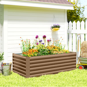 Galvanized Raised Garden Bed, 6' x 3' x 2' Outdoor Metal Planter Box, Standing Raised Bed for Growing Flowers, Herbs and Vegetables, Brown