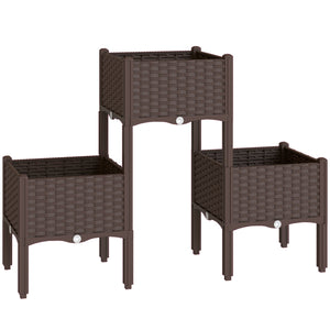 Plastic Raised Garden Bed with Legs, Self Watering Elevated Planter Boxes with Drainage Holes and Plugs, Easy Assembly Outdoor Planter Box for Patio Yard Balcony, Vegetables, Flowers, Herbs