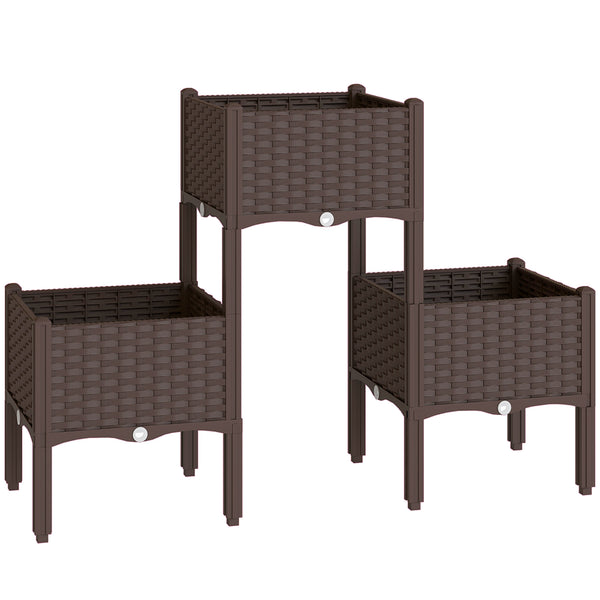 Plastic Raised Garden Bed with Legs, Self Watering Elevated Planter Boxes with Drainage Holes and Plugs, Easy Assembly Outdoor Planter Box for Patio Yard Balcony, Vegetables, Flowers, Herbs