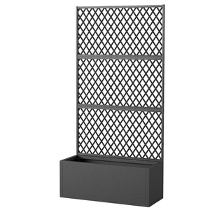 Metal Planter Box with Trellis, Raised Garden Bed with Trellis Privacy Screen and Drainage Holes for Climbing Plants, Diamond Lattice Privacy Planter for Garden, Patio, Balcony