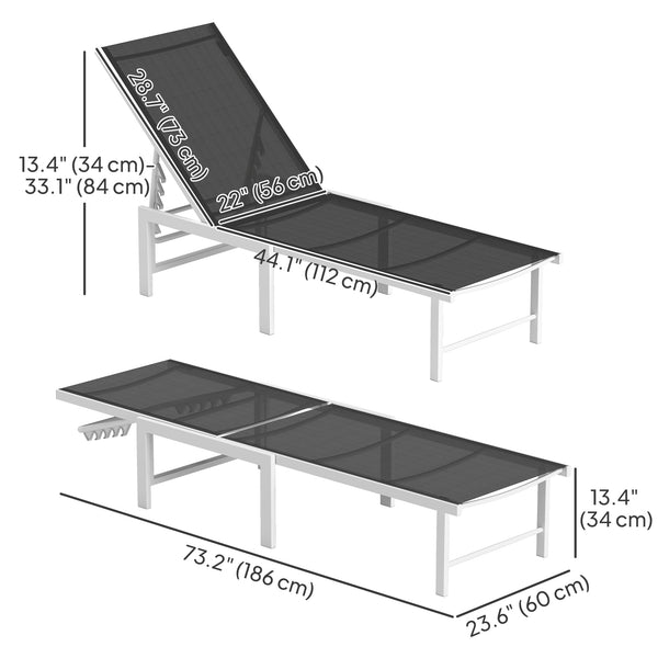 Outdoor Lounge Chair, 5-Level Adjustable Outdoor Chaise Lounge Chair, Breathable Mesh Patio Sun Tanning Chair with Steel Frame for Backyard, Beach, Poolside, Grey