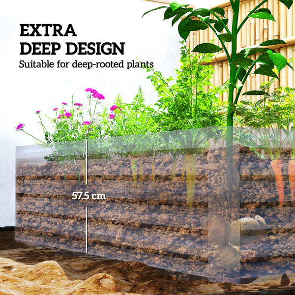 Galvanized Raised Garden Bed, 6' x 3' x 2' Outdoor Metal Planter Box, Standing Raised Bed for Growing Flowers, Herbs and Vegetables, Light Grey