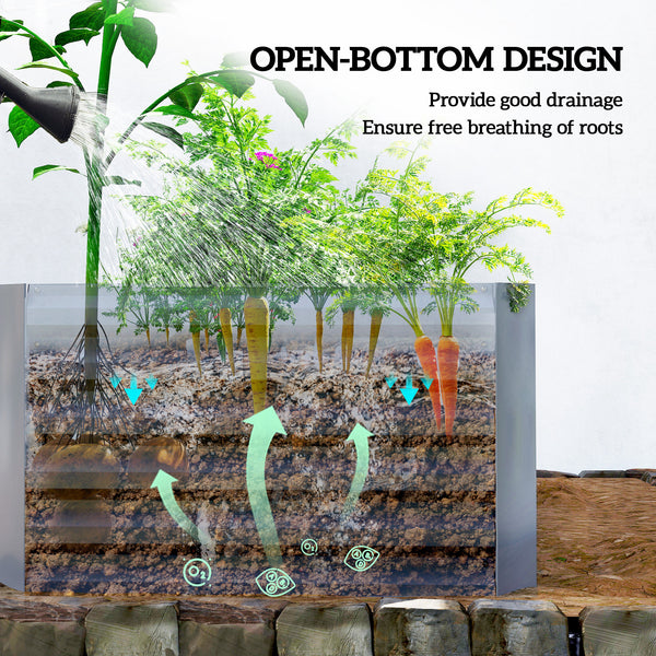 Galvanized Raised Garden Bed, 6' x 3' x 2' Outdoor Metal Planter Box, Standing Raised Bed for Growing Flowers, Herbs and Vegetables, Light Grey