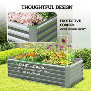 Galvanized Raised Garden Bed, 6' x 3' x 2' Outdoor Metal Planter Box, Standing Raised Bed for Growing Flowers, Herbs and Vegetables, Light Grey
