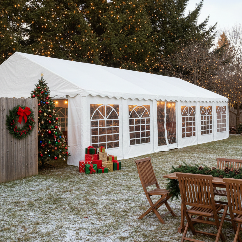 party tent white Outsunny 20' x 40' Party Tent, Outdoor Canopy Tent with Removable Sidewalls, 12 Windows for Parties, Wedding, Events, BBQ, White
