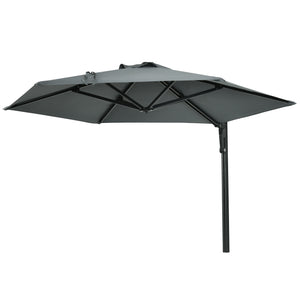 2.5m Wall Mounted Parasol, Hand to Push Outdoor Patio Umbrella with 180 Degree Rotatable Canopy for Porch, Deck, Garden, 250 cm, Grey