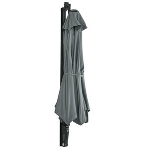 2.5m Wall Mounted Parasol, Hand to Push Outdoor Patio Umbrella with 180 Degree Rotatable Canopy for Porch, Deck, Garden, 250 cm, Grey