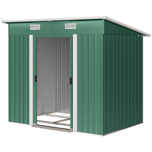 7'x 4' Outdoor Storage Shed, Metal Garden Shed with Lockable Double Doors, Foundation Kit and Vents for Patio, Backyard, Tool Storage, Green
