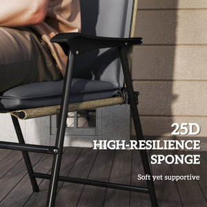 Patio Chair Cushions Set of 2 with Ties and Adjustable Band, UPF50+ Fade Resistant Yarn-Dyed Polyester Outdoor Seat Cushions, High Back Patio Replacement Pads, Dark Grey