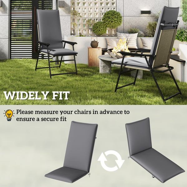 Patio Chair Cushions Set of 2 with Ties and Adjustable Band, UPF50+ Fade Resistant Yarn-Dyed Polyester Outdoor Seat Cushions, High Back Patio Replacement Pads, Dark Grey