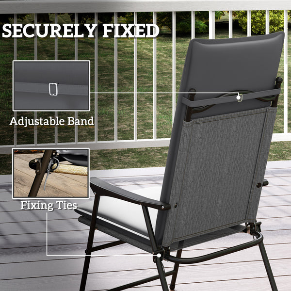 Patio Chair Cushions Set of 2 with Ties and Adjustable Band, UPF50+ Fade Resistant Yarn-Dyed Polyester Outdoor Seat Cushions, High Back Patio Replacement Pads, Dark Grey