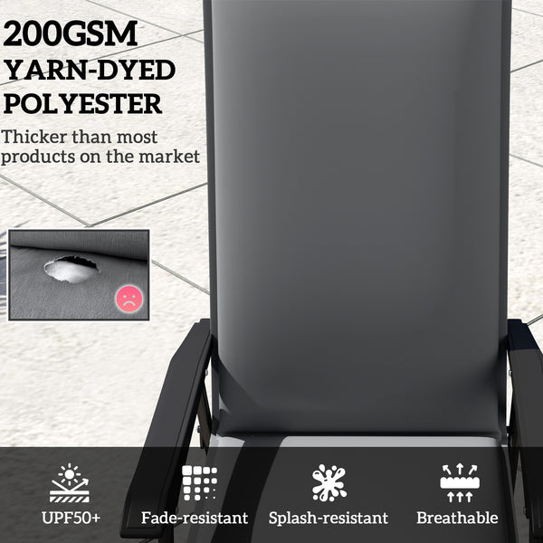 Patio Chair Cushions Set of 2 with Ties and Adjustable Band, UPF50+ Fade Resistant Yarn-Dyed Polyester Outdoor Seat Cushions, High Back Patio Replacement Pads, Dark Grey