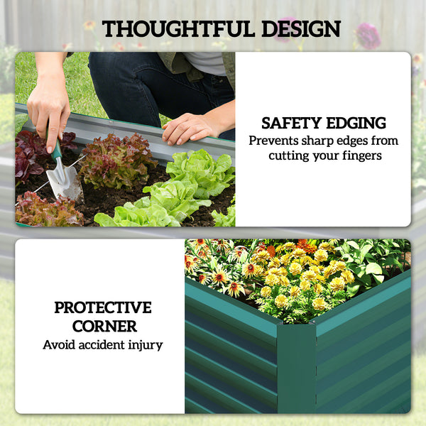 Galvanized Raised Garden Bed, 6' x 3' x 2' Outdoor Metal Planter Box, Standing Raised Bed for Growing Flowers, Herbs and Vegetables, Dark Green