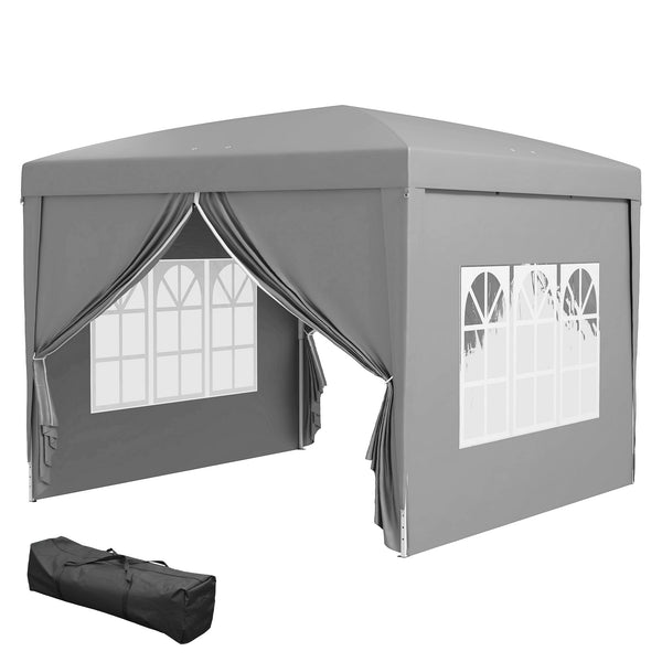 10'x10' Outdoor Pop Up Party Tent Gazebo Canopy with Carrying Bag (Light Grey)