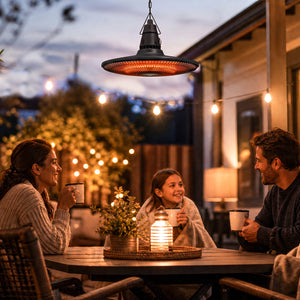 1500W Electric Patio Heater, IP65 Hanging Infrared Outdoor Heater with Carbon Fiber Tube, LED Screen, Remote Control for Garage, Patios, Gazebo, Balcony, Black