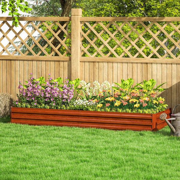 Galvanized Raised Garden Bed, 8' x 3' x 1' Metal Planter Box, for Growing Vegetables, Flowers, Herbs, Succulents, Natural Wood