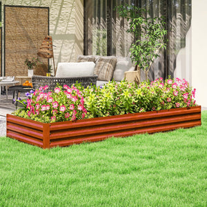 Galvanized Raised Garden Bed, 8' x 3' x 1' Metal Planter Box, for Growing Vegetables, Flowers, Herbs, Succulents, Natural Wood