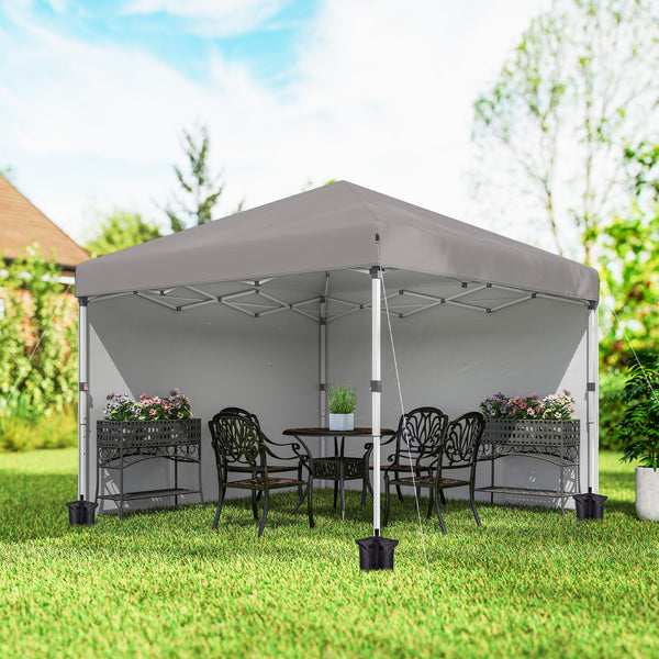 10' x 10' Pop Up Canopy Tent with Removable Sidewalls, Instant Shelter with Portable Roller Bag, 4 Sand Bags, Adjustable Height for Outdoor, Garden, Patio, Light Grey