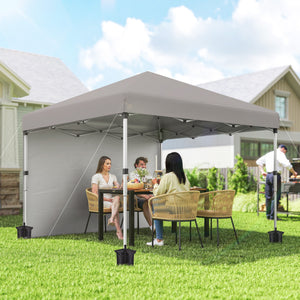 10' x 10' Pop Up Canopy Tent with Removable Sidewalls, Instant Shelter with Portable Roller Bag, 4 Sand Bags, Adjustable Height for Outdoor, Garden, Patio, Light Grey