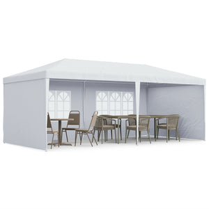 6 x 3 m Party Tent Gazebo Marquee Outdoor Patio Canopy Shelter with Windows and Side Panels White