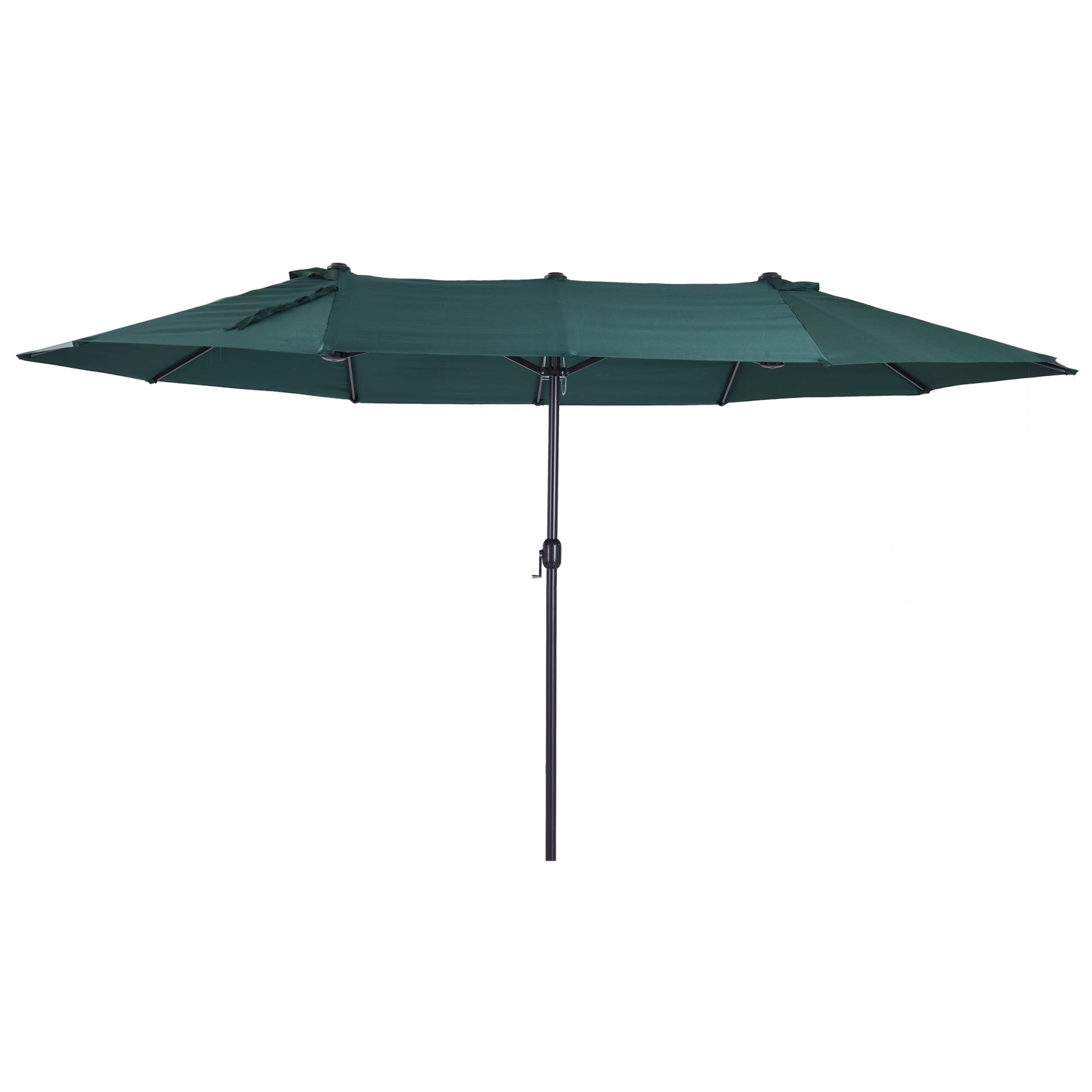canadian tire offset patio umbrellas Outsunny 15' Twin Canopy Patio Umbrella with Crank, Air Vents, Dark Green