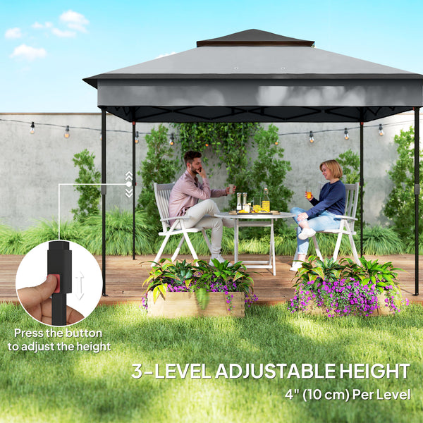 10.7 x 10.7ft Pop Up Camping Gazebo, Height Adjustable Instant Sun Shelter with UV30+ Roof Cover, Removable Mesh Curtains and Carrying Bag for Patio, Backyard, Dark Grey