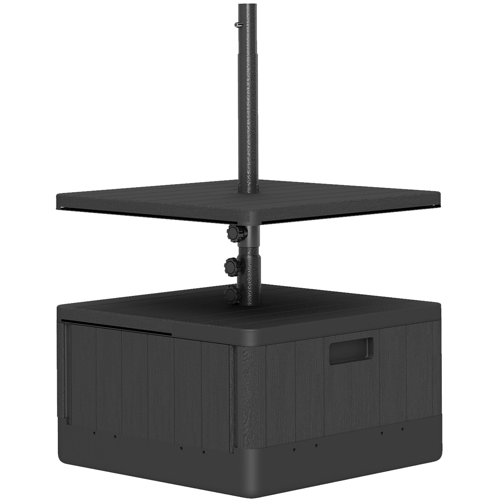 Outsunny Heavy-Duty Weighted Umbrella Base with Table Tray, Wheels & Handles and 176lbs Capacity, Black