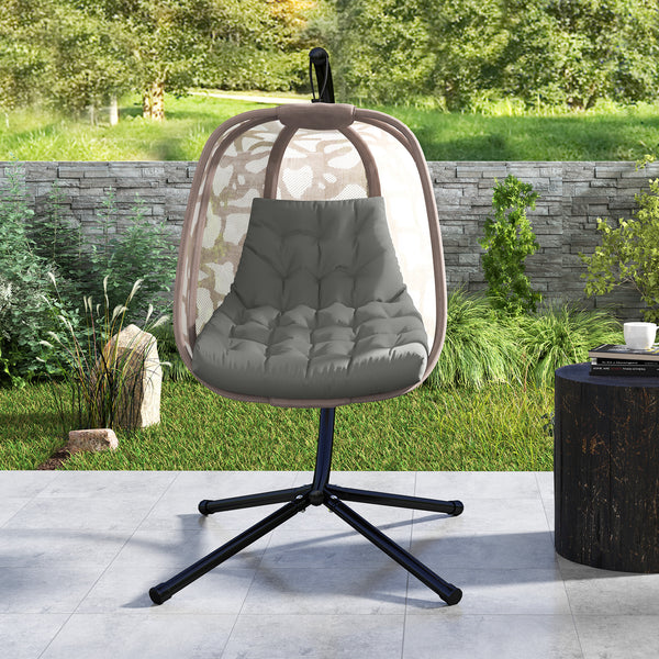 Outdoor Swing Cushion, Tufted Patio Cushion Replacement for Garden Chair Egg Chair, Indoor Outdoor Seat Cushion, Grey