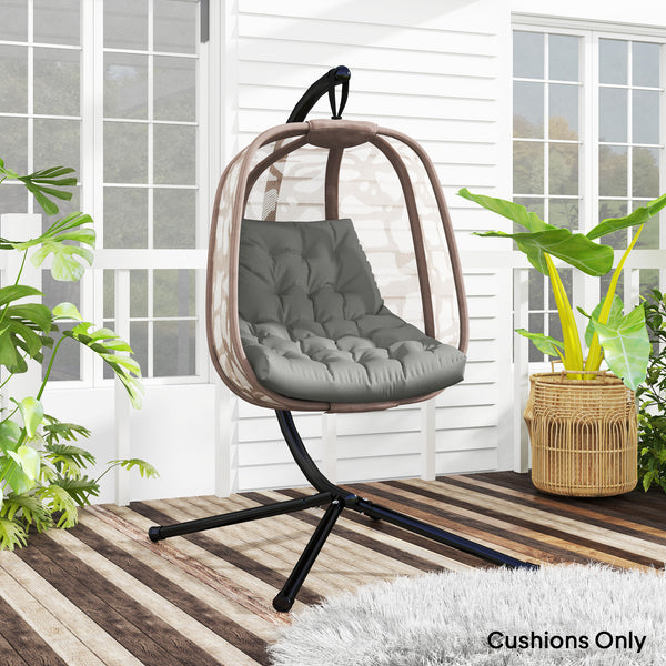 Outdoor Swing Cushion, Tufted Patio Cushion Replacement for Garden Chair Egg Chair, Indoor Outdoor Seat Cushion, Grey