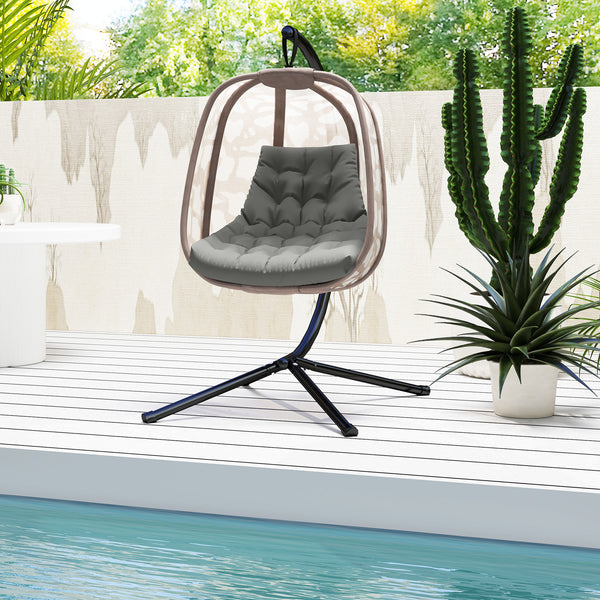 Outdoor Swing Cushion, Tufted Patio Cushion Replacement for Garden Chair Egg Chair, Indoor Outdoor Seat Cushion, Grey