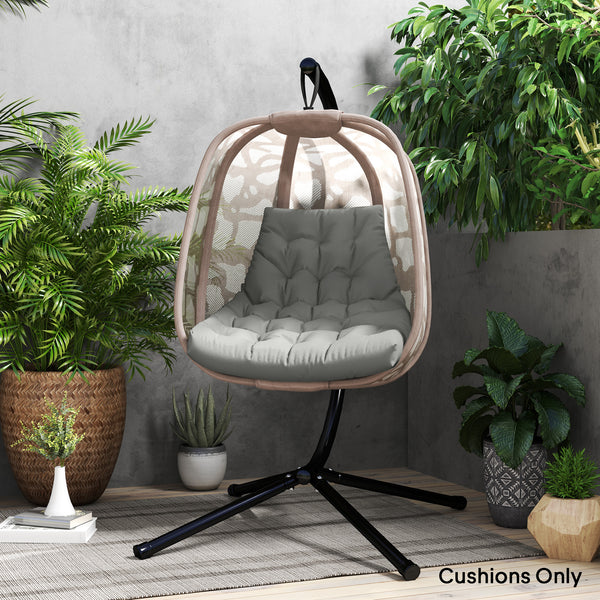 Outdoor Swing Cushion, Tufted Patio Cushion Replacement for Garden Chair Egg Chair, Indoor Outdoor Seat Cushion, Grey
