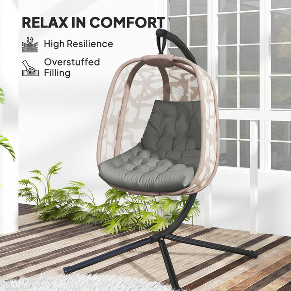 Outdoor Swing Cushion, Tufted Patio Cushion Replacement for Garden Chair Egg Chair, Indoor Outdoor Seat Cushion, Grey