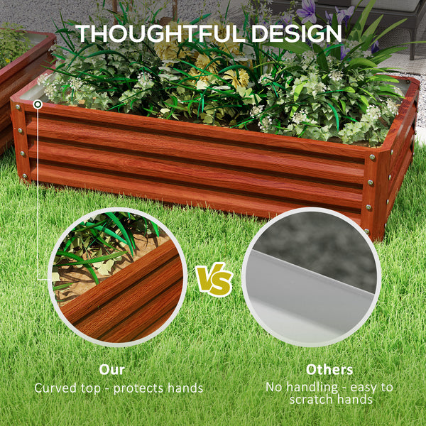 Outsunny Galvanized Raised Garden Bed, 4' x 2' x 1' Metal Planter Box, for Growing Vegetables, Flowers, Herbs, Succulents, Brown