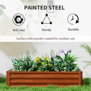 Outsunny Galvanized Raised Garden Bed, 4' x 2' x 1' Metal Planter Box, for Growing Vegetables, Flowers, Herbs, Succulents, Brown